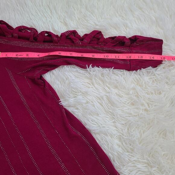 Jennifer Lopez Violet Studded Looped Sleeve Blouse Size Large - Picture 7 of 11